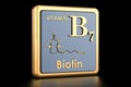 Vitamin B7, biotin. Icon, chemical formula, molecular structure.