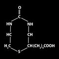 Vitamin B7. Biotin Molecular chemical formula. Infographics. Vector illustration on black background.