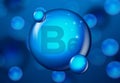Vitamin B6 Blue shining pill capsule icon . Vitamin complex with Chemical formula. medical and pharmaceutical ads. Vector