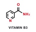 Vitamin B3 chemical formula. Vitamin B3 chemical molecular structure. Vector illustration Royalty Free Stock Photo