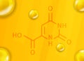 Vitamin B13 chemical formula. Vitamin B13 Realistic chemical molecular structure