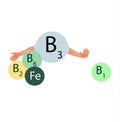 Vitamin B3 compatibility with other vitamins and minerals. Infographics. Vector illustration on isolated background.