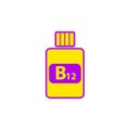 Vitamin B12 flat icon in yellow-violet colors.