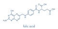 Vitamin B9 folic acid molecule. Skeletal formula.