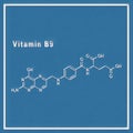 Vitamin B9, folic acid, Structural chemical formula Royalty Free Stock Photo