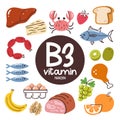 Vitamin B3 food ingredients. Niacin Royalty Free Stock Photo