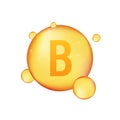 Vitamin B gold shining icon. Ascorbic acid. Vector stock illustration