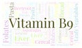 Vitamin B9 horizontal word cloud. Royalty Free Stock Photo