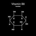 Vitamin B8. Inositol Molecular chemical formula. Infographics. Vector illustration on black background.