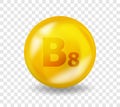 Vitamin B8 Inositol. Vitamin complex illustration concept. 3D B8 Inositol pill capsule. Yellow drug nutrition design