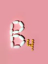 Vitamin B4 is laid out in tablets. choline. Photo top view. pink.