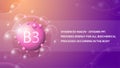 Vitamin B3, pink information poster with purple abstract medicine capsule