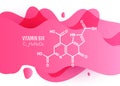 Vitamin B14 PQQ , methoxatin C14H6N2O8 molecule formula with liquid fluid shapes on white background, vector illustration