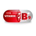 Vitamin B9 in red capsule. Health pill. Vector illustration. EPS 10.