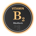 Vitamin B2, riboflavin. Circle icon, chemical formula, molecular structure. 3D rendering Royalty Free Stock Photo