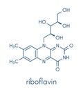 Vitamin B2 riboflavin molecule. Skeletal formula. Royalty Free Stock Photo