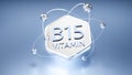 vitamin b15 symbol on a hexagon with orbits, moving atoms and electrons, 3d image