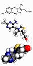 Vitamin B1 thiamine molecule.