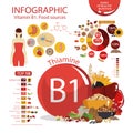 Vitamin B1 thiamine. Infographics: organic products Royalty Free Stock Photo