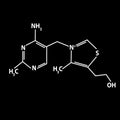 Vitamin B1. Thiamine Molecular chemical formula. Infographics. Vector illustration on black background.