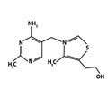 Vitamin B1. Thiamine Molecular chemical formula. Infographics. Vector illustration on isolated background.