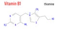 Vitamin B1 thiamine molecule. Skeletal chemical formula.