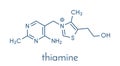 Vitamin B1 thiamine molecule. Skeletal formula.