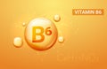 Vitamin b6 vector capsule drop medicine pyridoxine acid background oil.