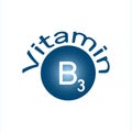 Vitamin B3. Vector icon. Vitamin B3 complex includes three forms nicotinamide, niacin, nicotinamide riboside