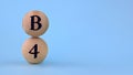 Vitamin B4 on wooden balls on a blue background