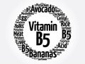 Vitamin B5 word cloud collage, health concept background