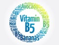 Vitamin B5 word cloud collage, health concept background