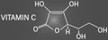 Vitamin C, ascorbic acid, ascorbate molecule. Skeletal formula. Royalty Free Stock Photo