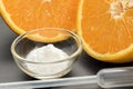 Vitamin C , ascorbic acid powder Royalty Free Stock Photo