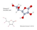 Vitamin C Ascorbic acid - 3d illustration of molecular structure Royalty Free Stock Photo