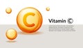 Vitamin C Background Ascorbic Acid 3d Orange Serum Health. Vitamin C Vector Golden Logo