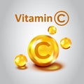 Vitamin C icon in flat style. Pill capsule vector illustration on white isolated background. Drug business concept Royalty Free Stock Photo