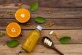 Vitamin c pills dietary supplement with orange vitamin water for health care Royalty Free Stock Photo