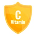 Vitamin c shield icon, cartoon style Royalty Free Stock Photo