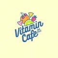 Vitamin Cafe logo. Smoothie, detox and Juice tasty cafe. Healthy beverages.