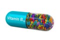 Vitamin capsule B12, cyanocobalamin. 3D rendering