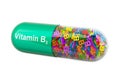 Vitamin capsule B3, niacin. 3D rendering