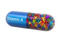 Vitamin A capsule, retinol. 3D rendering