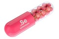 Vitamin capsule Se, selenium. 3D rendering Royalty Free Stock Photo
