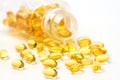 vitamin capsules with E poured out of bottle Royalty Free Stock Photo