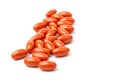 Coenzyme q10 supplement capsules close-up on white background