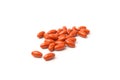 Coenzyme q10 supplement capsules close-up on white background