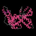 Tertiary structure of human vitamin D binding protein with the differently colored secondary structure elements