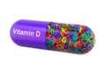 Vitamin D capsule, cholecalciferol. 3D rendering