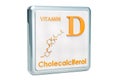 Vitamin D, cholecalciferol. Icon, chemical formula, molecular st